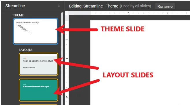 Theme and layout slides