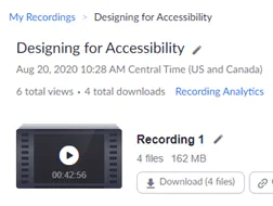 Play icon in recording