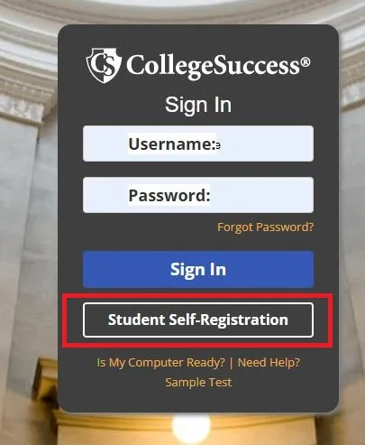 Student Self Registration Button