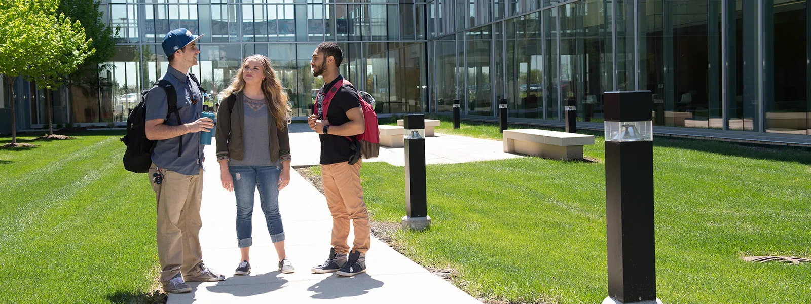 Students standing outside building A