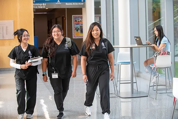 Nursing students walking together