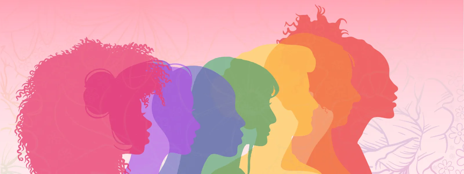 Silhouettes of women in rainbow colors
