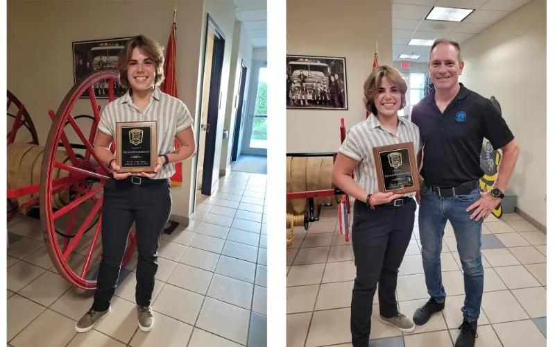 ECC alumna Natalie Kusnierewicz and David Strossner, emergency services unit adjunct faculty