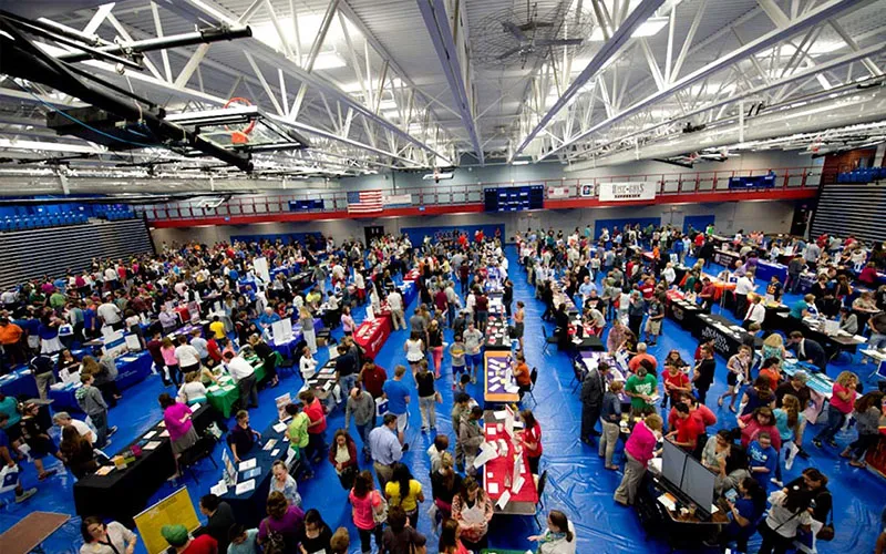 Representatives from colleges and universities at ECC for College Night