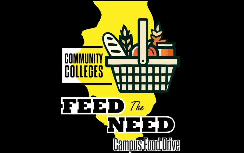 A graphic for the second annual Feed The Need Campus Food Drive, organized by the Illinois Community College Board.