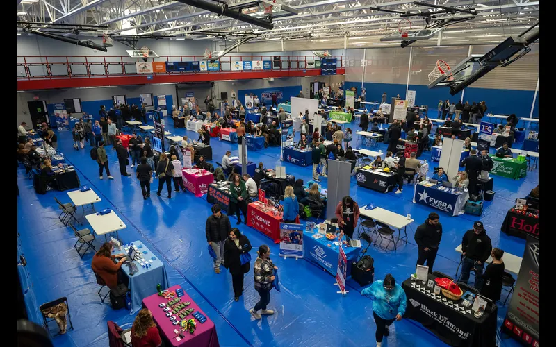 A wide shot of the Fall 2025 Job Fair at Elgin Community College.