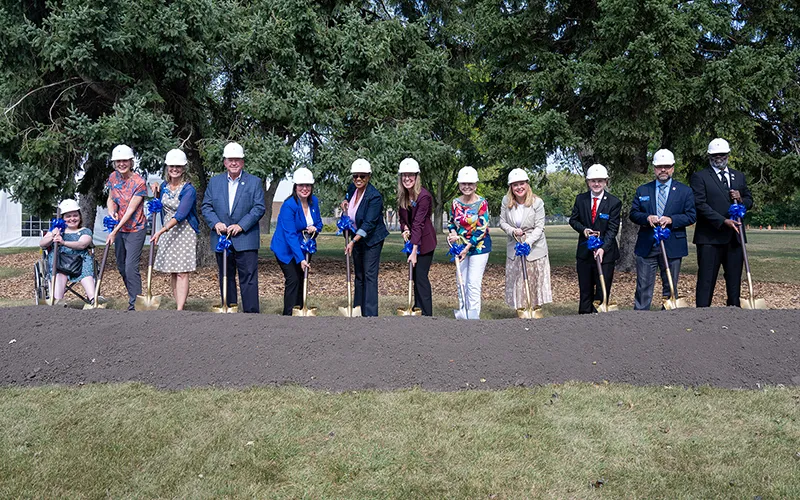 From left to right: Student Trustee Jess Heiser, Trustees Clare Ollayos, Jennifer Rakow, Sen. Don DeWitte (R-Elgin), Sen. Cristina Castro (D-Elgin), Cathy Taylor, dean of sustainability, business, and career technologies, Interim President Peggy Heinrich, ECC Board chair Donna Redmer, Rep. Anna Moeller (D-Elgin), Trustees Shane Nowak, Sergio Rodriguez, and Patrick E. Parks