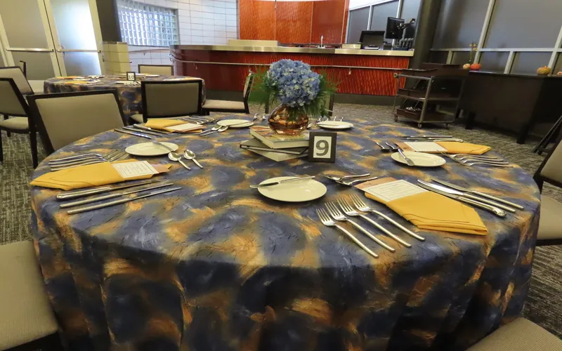 A table setting at the Flavor for Flights Wine Dinner in November 2025.