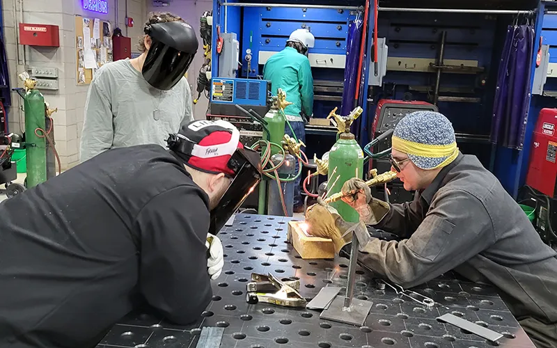 Student in a welding class at ECC