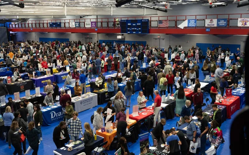 A overhead photo of a past College Night at ECC.