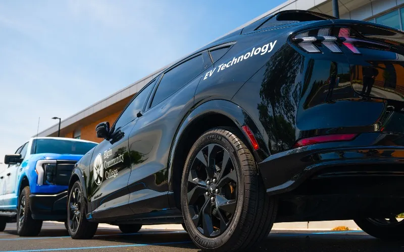 An up close photo of an ECC branded electric vehicle.
