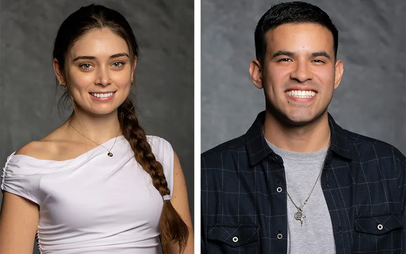 ECC students Naomi Amadei (left) and Diego Santiago Adrianzen Ruiz (right) will speak at the fall 2025 commencement ceremonies.