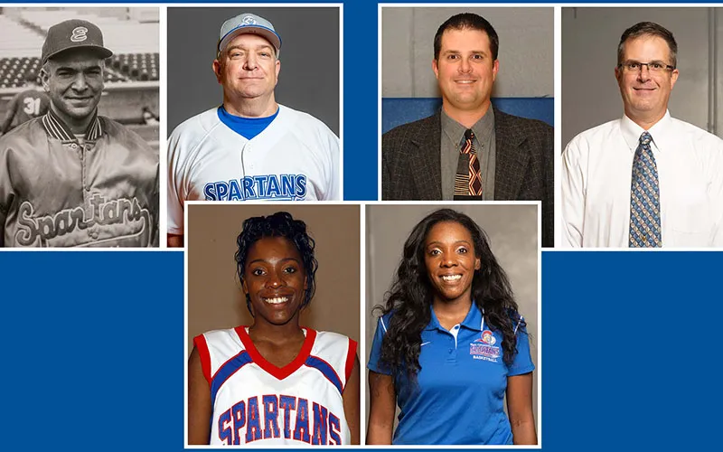 From left to right: Bill Angelo, ECC athletic coordinator and head baseball coach; Eumeka Aguado, head women’s basketball coach; and Reed Nosbisch, head men’s basketball coach