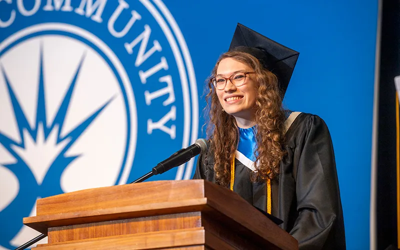 Melia Delaney, student speaker for the Spring 2024 Career and Technical Programs Commencement Ceremony