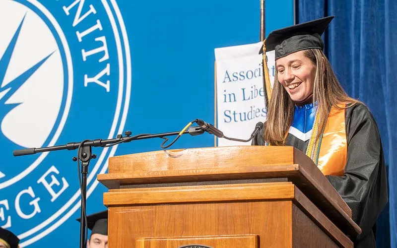 Tiffany Jensen, student speaker for the Fall 2022 Career and Technical Programs Commencement Ceremony