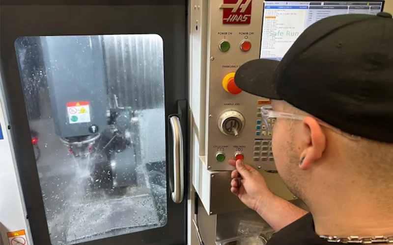 ECC student Soren Erickson works on a project in his dual-credit manufacturing class at South Elgin High School.