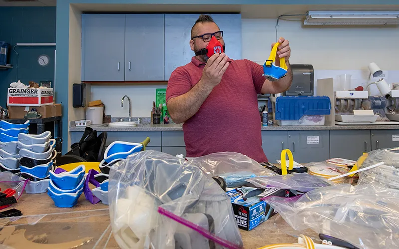 Eric Fernandez shows the PPE his is creating