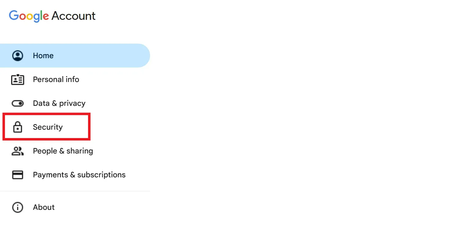 Select Security from the menu.