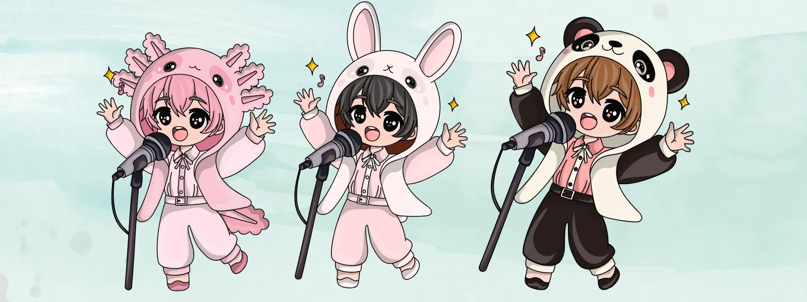 Cantantes de cosplay cantando