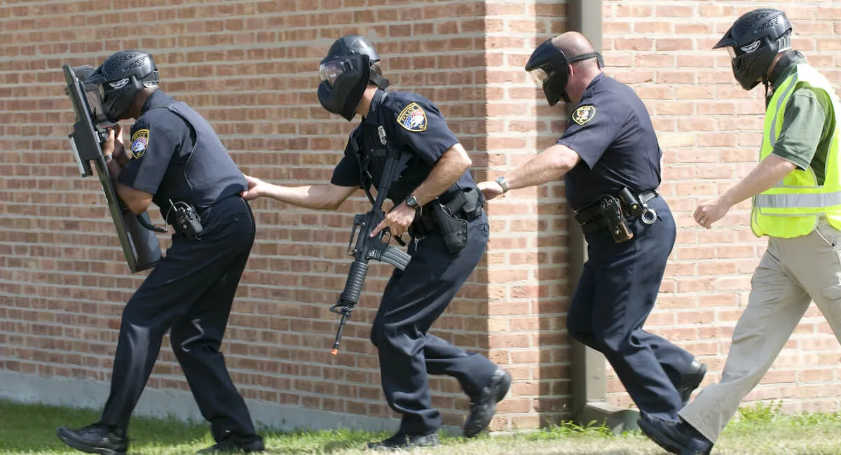 tactical unit performing a training excercise