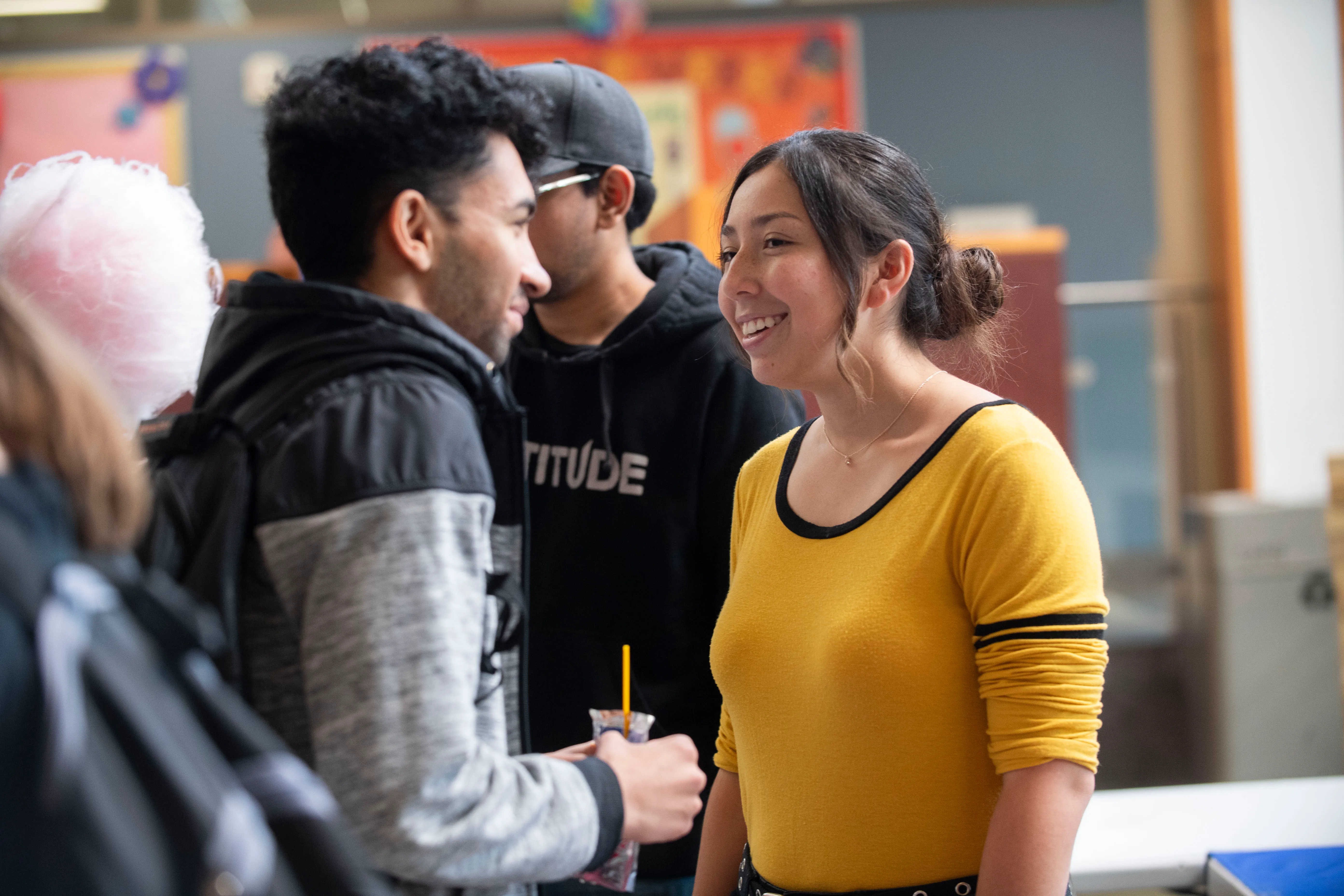 Students smiling in Jobe Lounge