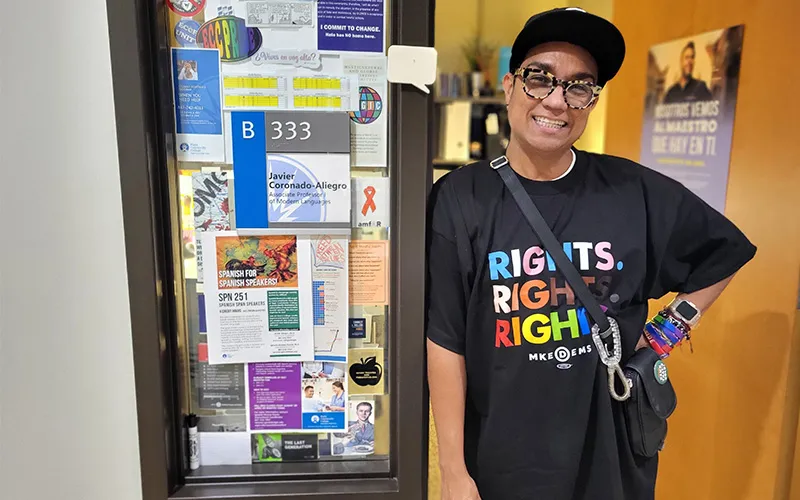 A person in a doorway