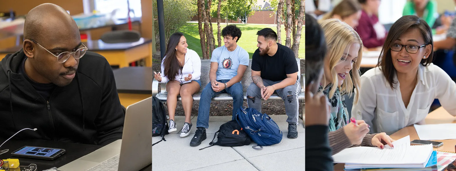 collage of students on campus at Elgin Community College