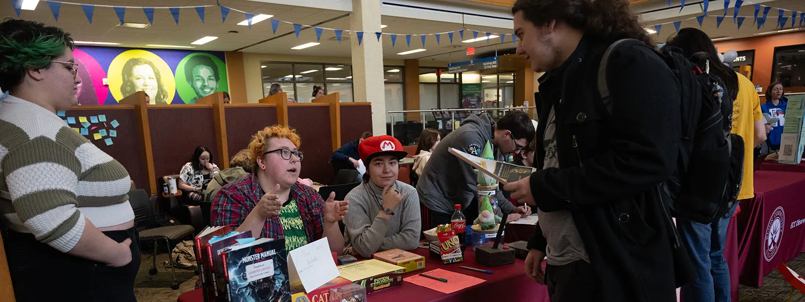 Students at the Gamers United club table