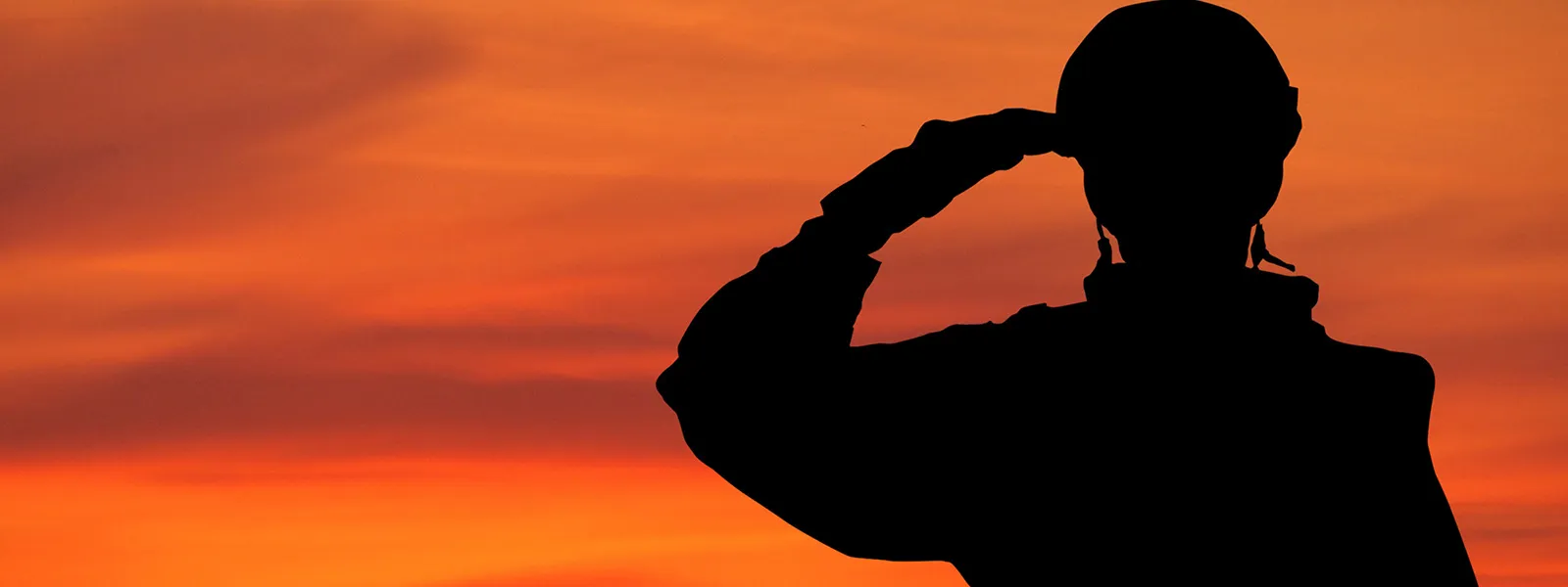 silhouette of a person saluting