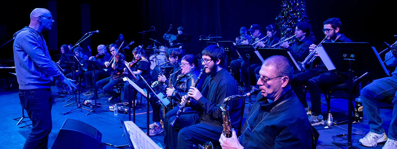 Concert band ensemble playing