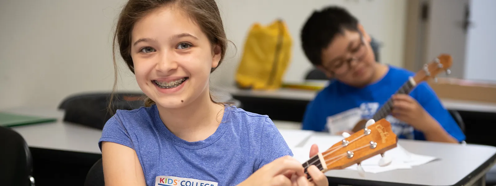 Students learning to play an instrument