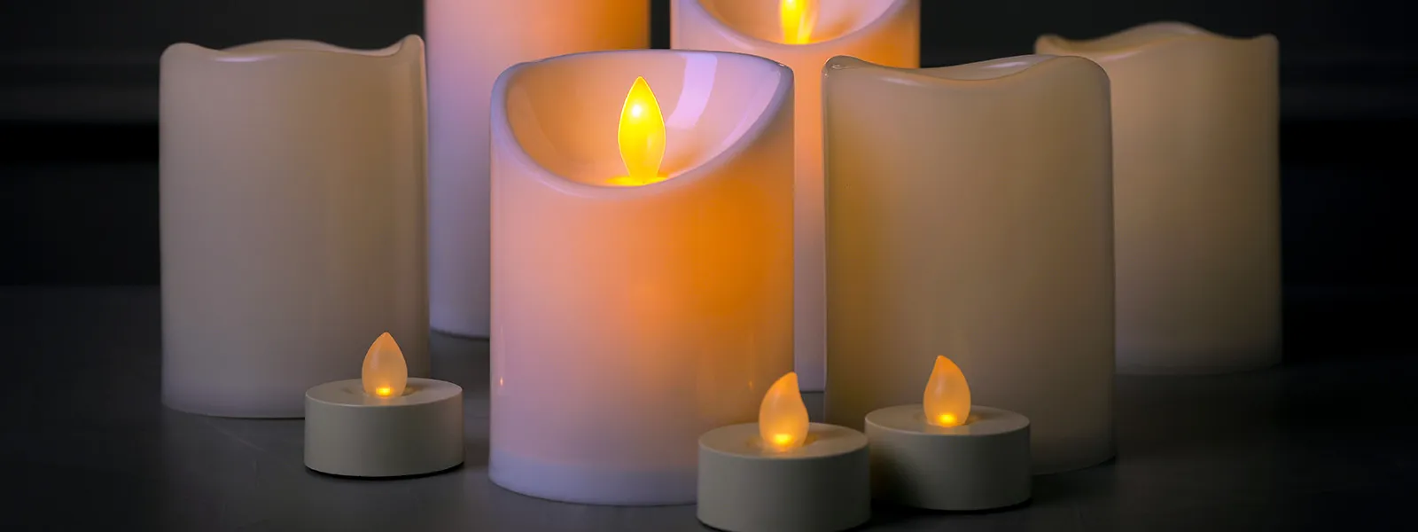 LED candles light the room.