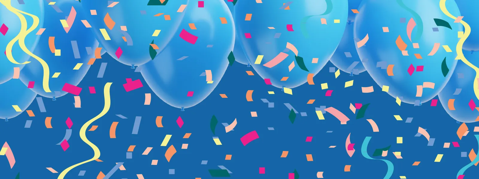 Illustration showing balloons and confetti