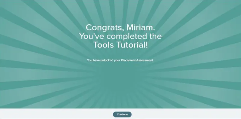 Screen grab showing the Congrats message on aleks dot com