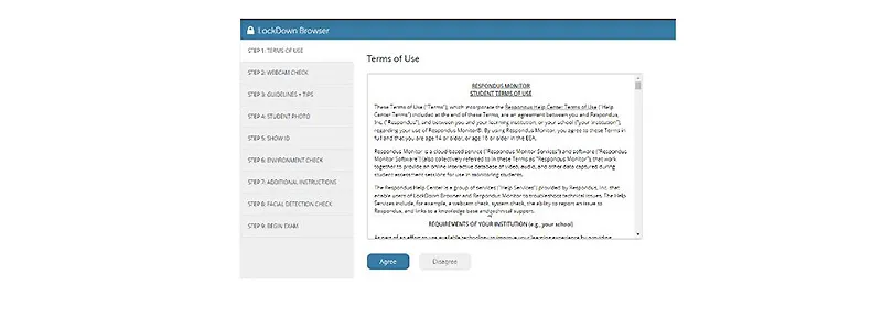 Screen grab of the Terms of Use