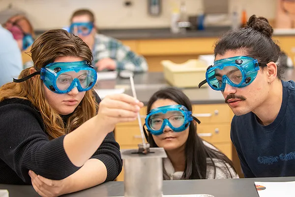 Students working in a chemistry lab