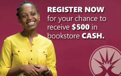 ECC is offering $500 gift cards to the bookstore and ECC merchandise to new students who register for fall 2021 classes between June 7 and June 30, 2021.