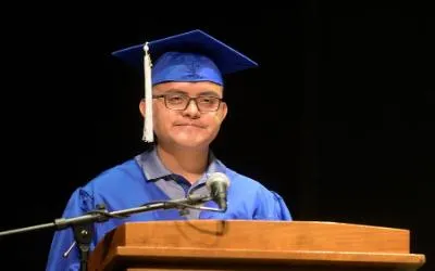 Juan Chavez, Class of 2018, is the guest speaker for the 2021 High School Equivalency Graduation Ceremony.