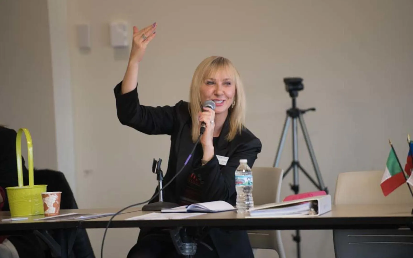 Irina Del Genio, associate dean of liberal, visual, and performing arts, hosts the 2019 Immigrant Women's Roundtable at ECC.